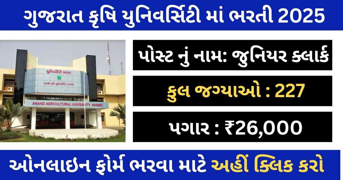 GAU Junior Clerk Recruitment 2025